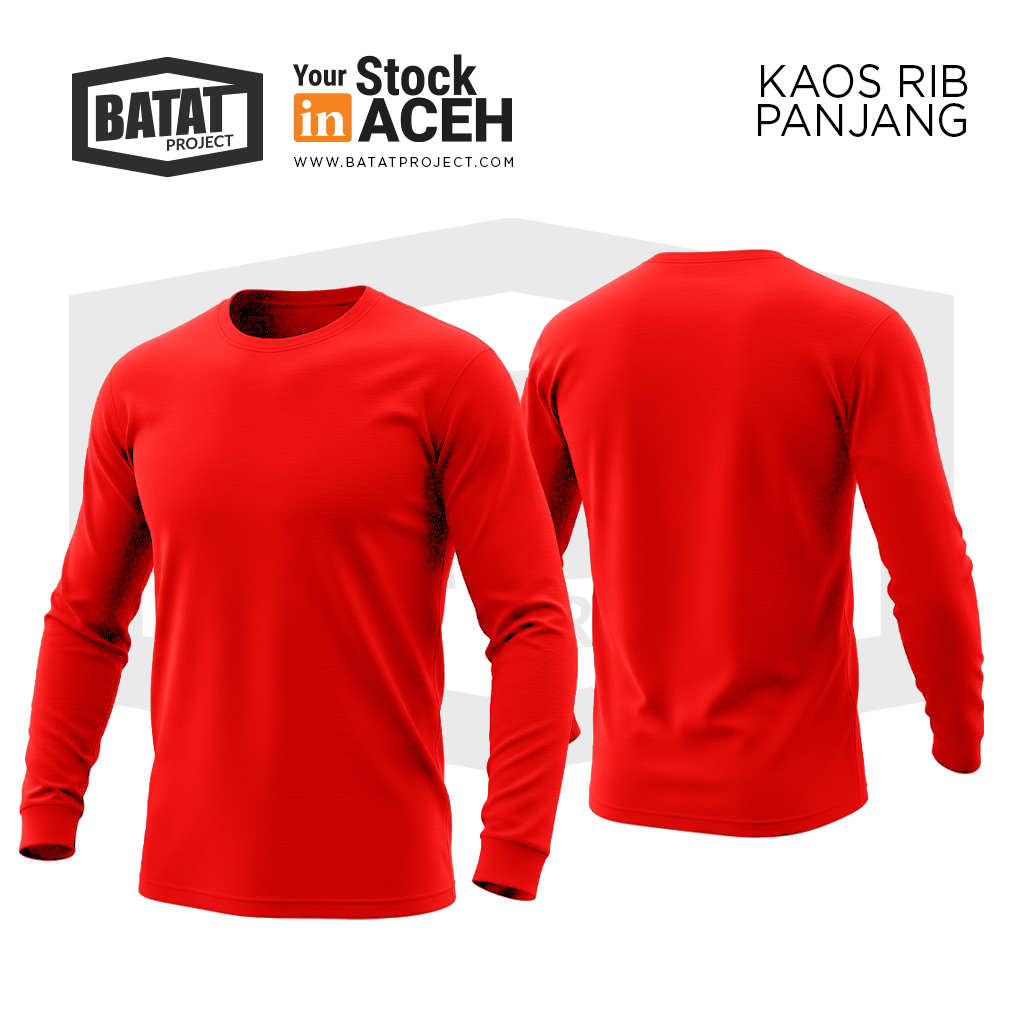 Kaos Rib Panjang - Merah