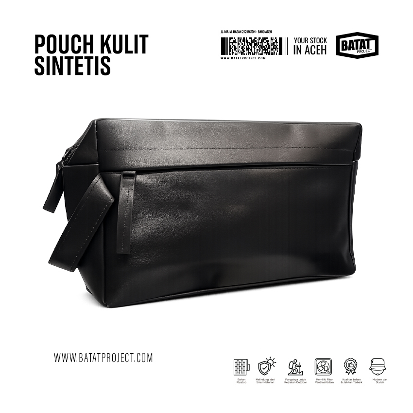 Pouch Kulit Sintetis Hitam