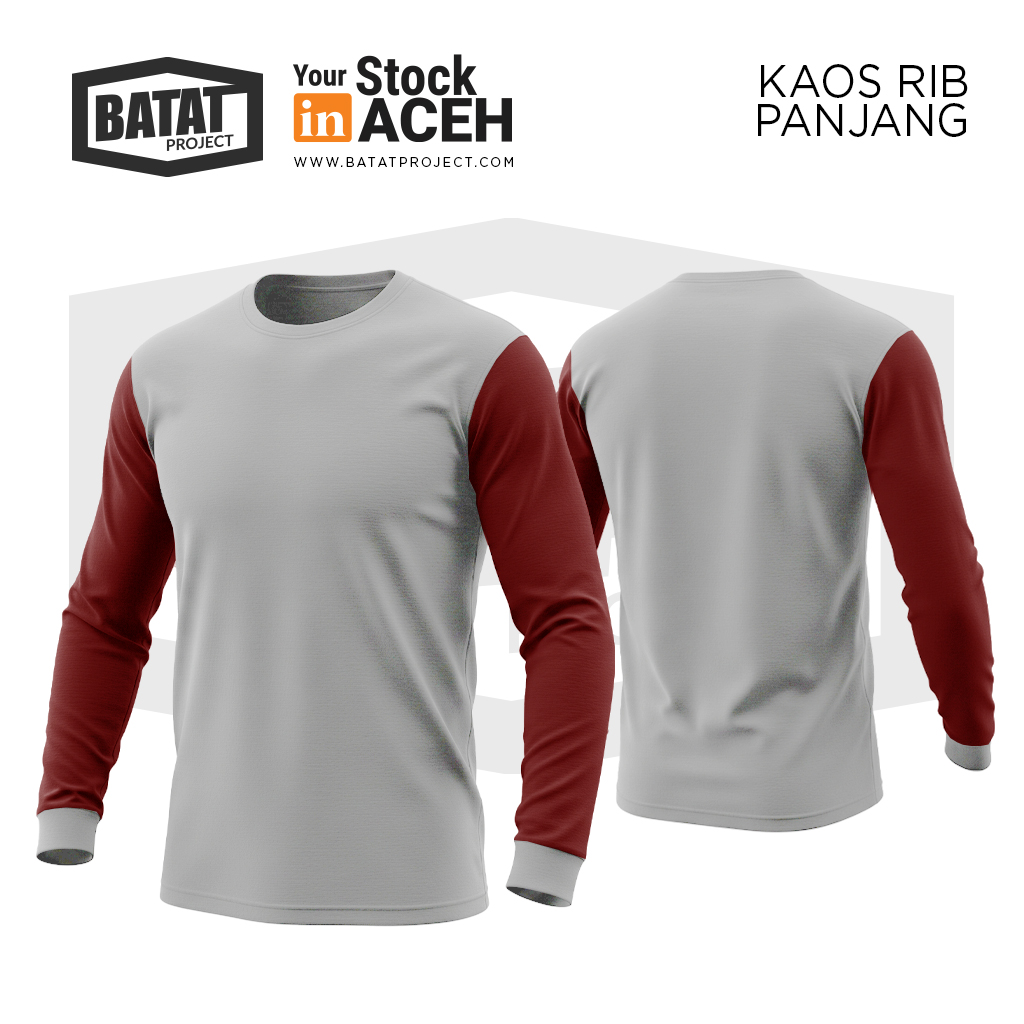 Kaos Rib Panjang ( Abu Misty - Maroon )