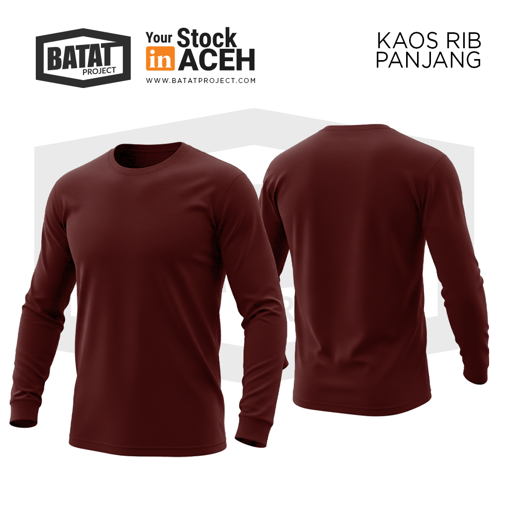 Kaos Rib Panjang - Maroon