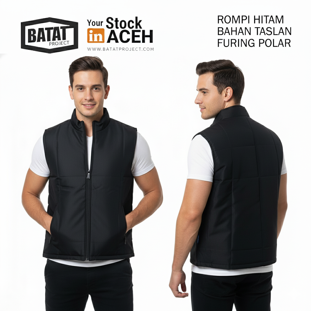 Jaket Taslan Polar Rider (Hitam) Premium