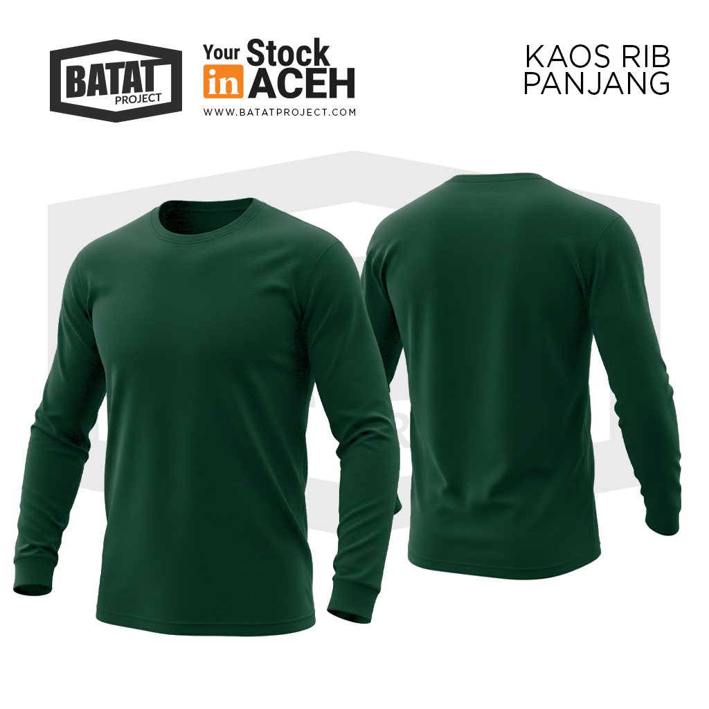 Kaos Rib Panjang - Hijau Botol