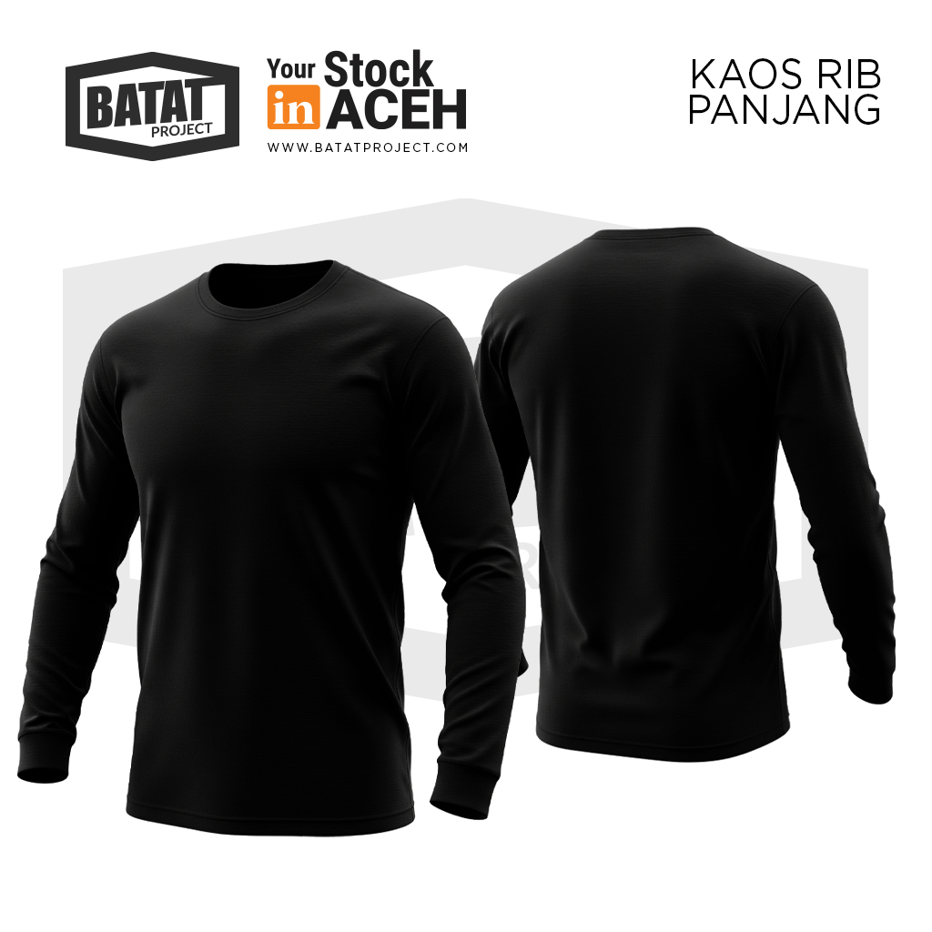 Kaos Rib Panjang - Hitam