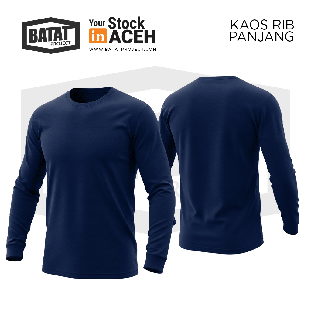 Kaos Rib Panjang - Navy