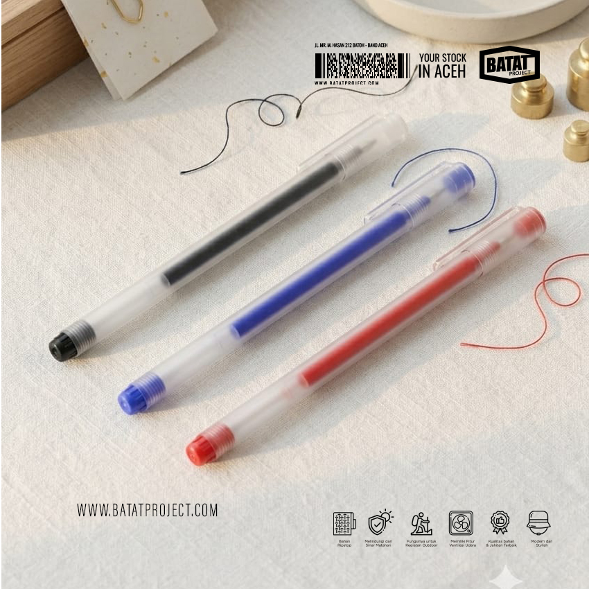 Pulpen Gel Promosi (Warna Campur Hitam, Biru dan Merah)