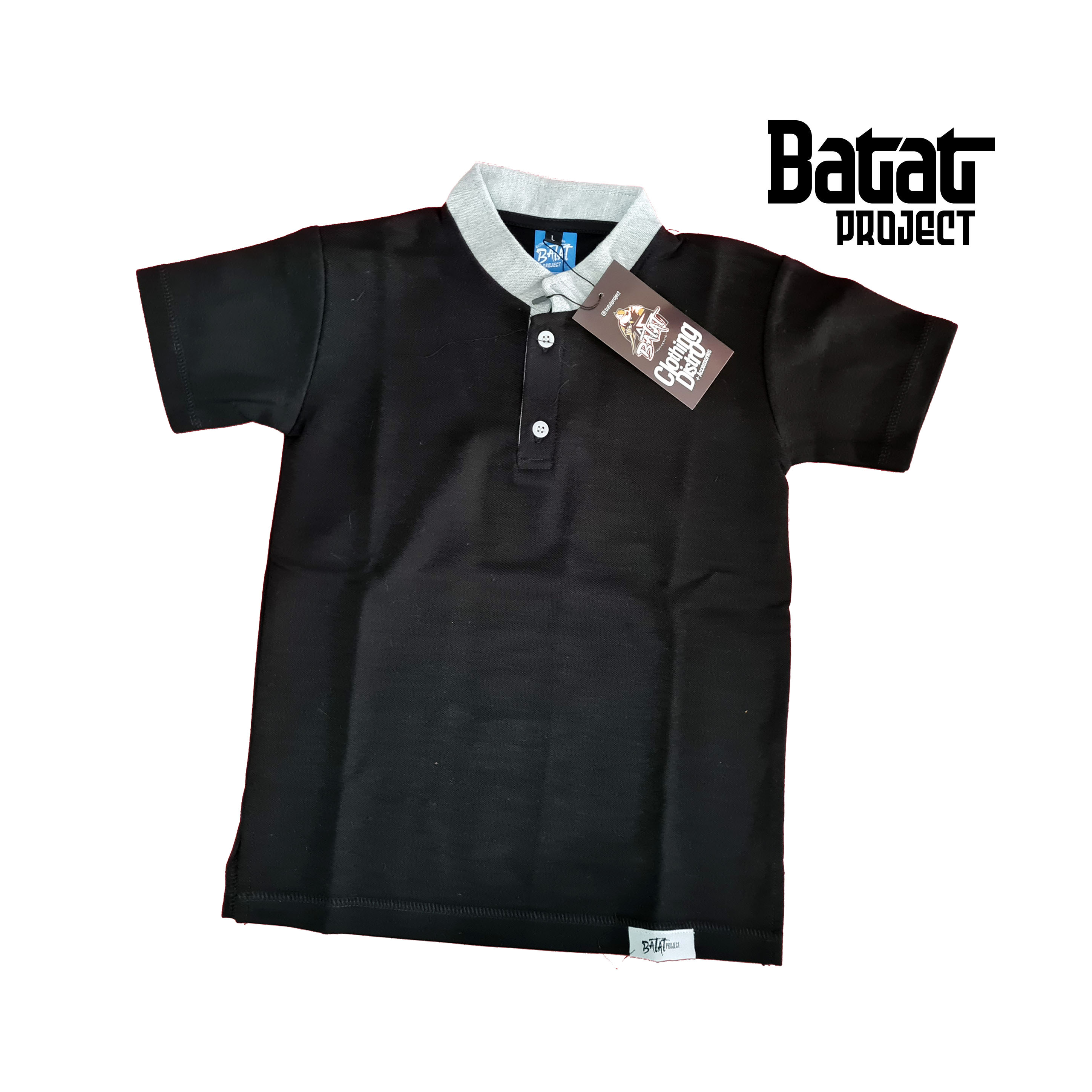 PKD0001 // Poloshirt Button Hitam Abu Anak