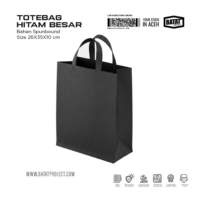 Tas Spunbound Hitam 26x35x10cm